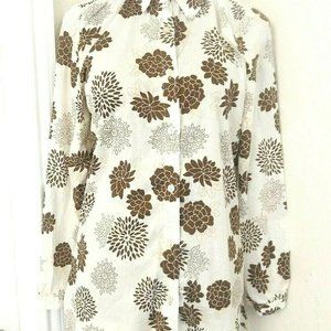 Susan Graver XS Button Long Sleeve Shirt Off White
